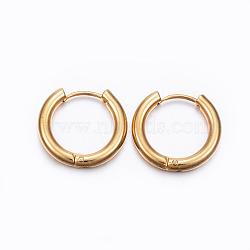 Ion Plating(IP) 304 Stainless Steel Huggie Hoop Earrings, Hypoallergenic Earrings, with 316 Surgical Stainless Steel Pin, Golden, 9 Gauge, 17x18x3mm, Pin: 1mm, Inner Diameter: 12mm(EJEW-F111-18mm-G)