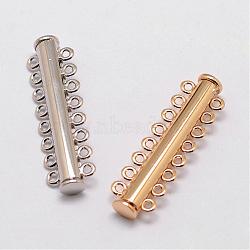 Alloy Magnetic Slide Lock Clasps, 8-Strand, 16-Hole, Tube, Mixed Color, 46x13.5x7mm, Hole: 2mm(PALLOY-P103-07)