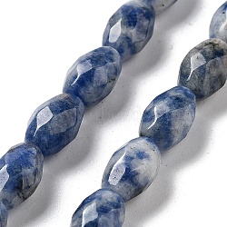 Natural Blue Spot Jasper Beads Strands, Faceted Rice, 12.5x8mm, Hole: 1.2mm, about 16pcs/strand, 7.68''(19.5cm)(G-P520-C05-01)