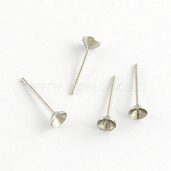 304 Stainless Steel Flat Round Blank Peg Stud Earring Settings, Stainless Steel Color, 13x3mm, pin:1mm, fit for 3mm rhinestone(STAS-R055-13)