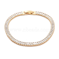 Brass Pave Clear Cubic Zirconia Rectangle Link Bracelets, Nickle Free, Long-Lasting Plated, Golden, 7-1/8 inch(18.2cm)(BJEW-YWC0002-11A-G)