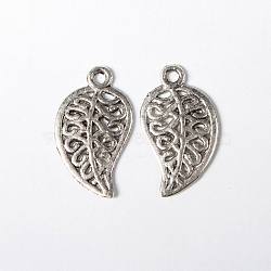 Tibetan Style Alloy Pendants, Cadmium Free & Nickel Free & Lead Free, Leaf, Antique Silver, 18x10x1mm, Hole: 1.5mm(TIBEP-20336-AS-NR)