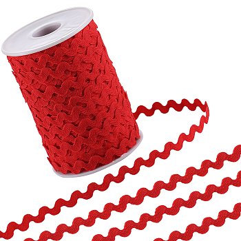 Wave Bending Fringe Trim, Sewing Ribbon, for Cloth Dress DIY Making Decorate, Red, 1/4 inch(5mm), 125m