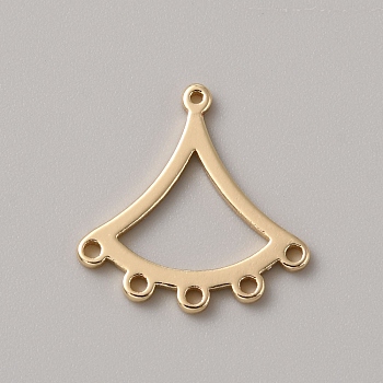 Brass Chandelier Component Links, Fan Shape Connector, Golden, 16x16x1mm, Hole: 0.8mm & 1mm