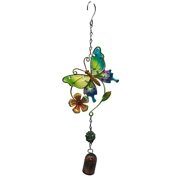 Butterfly Iron Pendant Decorations, Wind Chime, for Garden Hanging Decorations, Gold, 410mm