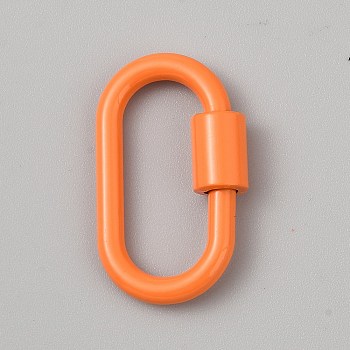 Baking Paint Alloy Screw Locking Carabiners, Carabiner Enamel Oval Clasp, Oval, Dark Orange, 36.5x22x8mm, Inner Diameter: 28.5x12mm