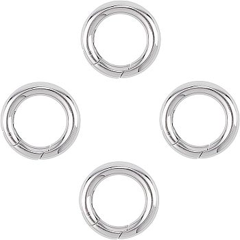 201 Stainless Steel Spring Gate Rings, O Rings, Stainless Steel Color, 6 Gauge, 24x4mm, Inner Diameter: 16mm, 4pcs/box