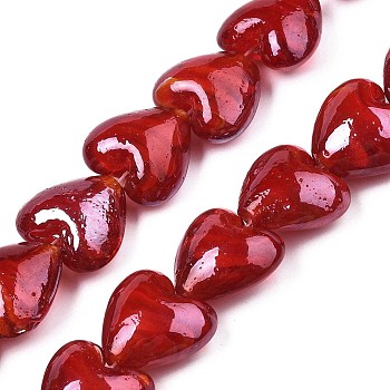Handmade Lampwork Beads, Mother's Day Jewelry Making, Heart, Dark Red, 20x20x12mm, Hole: 1~2mm