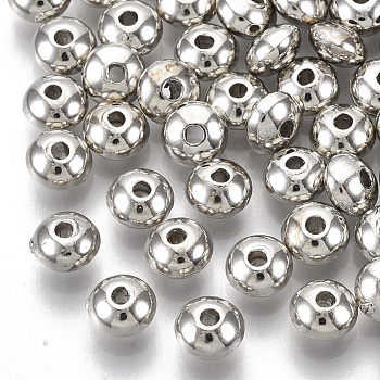 Plating ABS Plastic Beads, Flat Round, Platinum Plated, 5x3.5mm, Hole: 1.2mm