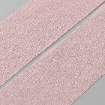 25 Yards Polyester Pleated Ribbon, Flat Chiffon Ribbon with Raw Edges, for Wedding Invitations, Bouquets, Gift Wrapping, Pink, 1-1/2 inch(38mm)