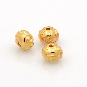 Tibetan Style Metal Alloy Rondelle Spacer Beads, Golden, 5.5x4mm, Hole: 1mm