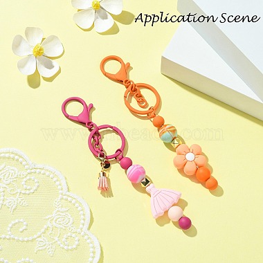 Spray Painted Alloy Bar Beadable Keychain for Jewelry Making DIY Crafts(KEYC-A011-02I)-3