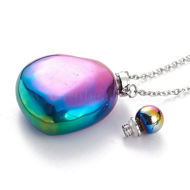 Electroplated Natural Quartz Crystal Openable Perfume Bottle Pendant Necklaces(NJEW-H216-10C-P)-3