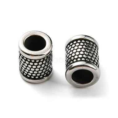 Retro 304 Stainless Steel Large Hole Barrel Beads(STAS-E073-05)-2