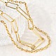Brass Paperclip Chain Cable Chain Double Layer Necklaces(NJEW-L013-17G)-2