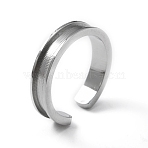 304 Stainless Steel Grooved Cuff Ring Settings, Ring Core Blank, Stainless Steel Color, 4.5mm, Inner Diameter: 18mm(RJEW-WH0009-01D)