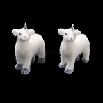Flocking Opaque Resin Pendants, with Platinum Tone Iron Loops, Animals Charm, White, Sheep, 28.5~29x23.5x10mm, Hole: 1.8mm(RESI-F064-A01)