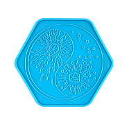 Hexagon Shape Dice Box Molds Food Grade Silicone Molds, for UV Resin, Epoxy Resin Jewelry Making, Deep Sky Blue, 96x108x3mm(SIMO-PW0001-304H-02)