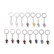 Mushroom Natural & Synthetic Gemstone Keychain, Stone Lucky Pendant Keychain, with Iron Findings, 8.35cm(KEYC-G055-03P)