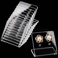 4-Hole Acrylic Slant Back Earring Display Stands, L-Shaped Earring Organizer Holder, Rectangle, Clear, 3.45x2.55x3.2cm, Hole: 2mm(EDIS-WH0029-87A-01)