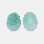 Electroplate Natural Druzy Crystal Cabochons, Flat Oval, Dyed, Medium Aquamarine, 18x13x4~8mm(G-L048-18x13mm-15)