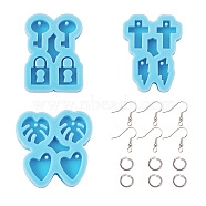DIY Expoy Resin Crafts, Including Brass Earring Hooks, 304 Stainless Steel Jump Rings and Pendant Silicone Molds, Sky Blue, 103pcs/set(DIY-TA0003-61)