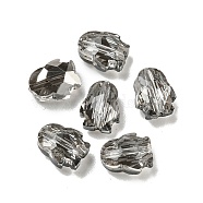 Electroplate Glass Beads, Faceted, Half Rainbow Plated, Penguin, Gray, 8x6.5x4.5mm, Hole: 1mm(EGLA-A041-01-HR03)