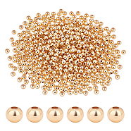 Elite Rack 600Pcs Plating Brass Beads, Long-Lasting Plated, Round, Real 14K Gold Plated, 4x3mm, Hole: 1.5mm(KK-PH0005-34B-G)