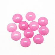 Natural White Jade Cabochons, Dyed, Half Round/Dome, Hot Pink, 16x6mm(G-R416-16mm-04)