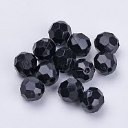 Transparent Acrylic Beads, Faceted, Round, Black, 8x7mm, Hole: 1.5mm(X-TACR-Q257-8mm-V72)