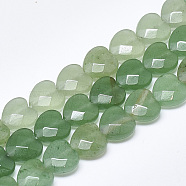 Natural Green Aventurine Beads Strands, Faceted, Heart, 10x10x5mm, Hole: 1.2mm, about 20pcs/strand, 7.4 inch(G-S357-E01-05)