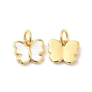 Brass Enamel Charms, with Jump Ring, Butterfly Charms, Real 16K Gold Plated, 7.5x9x2mm, Hole: 3.5mm(ZIRC-L103-053G)