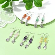 Natural Mixed Stone Chip Dangle Earrings Set for Women, 56x10mm(EJEW-JE06249)