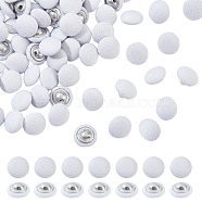 100Pcs 1-Hole Aluminum Buttons, with Polyester Covered, Clothes Coat Down Jacket Buckle, Platinum, White, 10x6mm, Hole: 0.8mm(DIY-NB0007-77B)