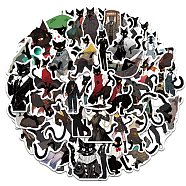 50Pcs Black Cat Shape PVC Self Adhesive Cartoon Stickers, Waterproof Decals for Laptop, Bottle, Luggage Decor, Mixed Color, 43~76x33~71x0.2mm(STIC-G001-07)
