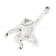 Tibetan Style Alloy Orangutan Pendants, Cadmium Free & Lead Free, Antique Silver, 26x30x4mm, Hole: 2mm(TIBEP-5232-AS-LF)