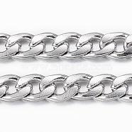 304 Stainless Steel Cuban Link Chains, Curb Chains, Twisted Chains, Unwelded, with Spool, Faceted, Stainless Steel Color, 5.5x3.8x1mm, about 32.8 Feet(10m)/roll(CHS-H009-33P)