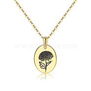 Brass Birth Month Flower Pendant Necklace, Floral Dainty Jewelry for Women, November Chrysanthemum, 17.72 inch(45cm)(HUDU-PW0001-034K-1)