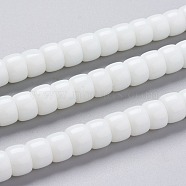 K9 Glass Beads Strands, Imitation Jade Glass Beads, Column, White, 8~8.5x5.5~6mm, Hole: 1.4mm, about 67pcs/Strand, 15.83 inch(40.2cm)(GLAA-K039-C04)