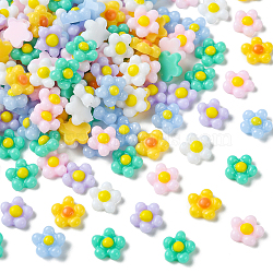 200Pcs Resin Cabochons, Nail Art Decoration Accessories, Flower, Mixed Color, 7x7.5x3.5mm(FIND-CJ0001-99)