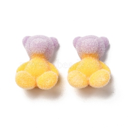 Two Tone Flocky Resin Cabochons, Bear, Gold, 17.5x12x7.8mm(RESI-F026-01A)