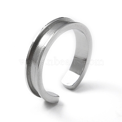 304 Stainless Steel Grooved Cuff Ring Settings, Ring Core Blank, Stainless Steel Color, 4.5mm, Inner Diameter: 18mm(RJEW-WH0009-01D)