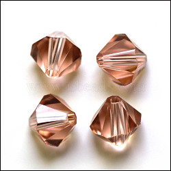 Imitation Austrian Crystal Beads, Grade AAA, K9 Glass, Faceted, Bicone, PeachPuff, 6x6mm, Hole: 0.7~0.9mm(SWAR-F022-6x6mm-362)