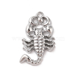 Alloy Pendants, Scorpion Charm, Platinum, 37.5x24x5mm, Hole: 3mm(FIND-M021-10P)