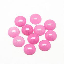 Natural White Jade Cabochons, Dyed, Half Round/Dome, Hot Pink, 16x6mm(G-R416-16mm-04)