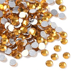 Glass Flat Back Rhinestone, Grade A, Back Plated, Faceted, Half Round, Topaz, SS6, 1.9~2mm, 1440pcs/bag(RGLA-C002-SS6-203)