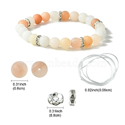 DIY Natural Pink Aventurine Round Beaded Stretch Bracelet Making Kit, 8~8.5mm, Hole: 1mm(DIY-YW0008-36D)