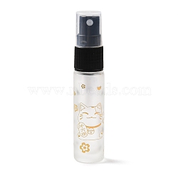 Glass Spray Bottles, Fine Mist Atomizer, with Plastic Dust Cap & Refillable Bottle, with Fortune Cat Pattern & Chinese Character, White, 2x9.6cm, Hole: 9.5mm, Capacity: 10ml(0.34fl. oz)(MRMJ-M002-03A-01)