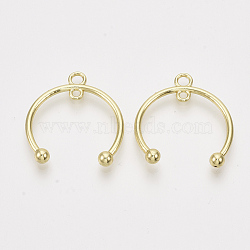 Alloy  2-Loop Link Pendants, Half Ring, Light Gold, 28x26x4mm, Hole: 1.8~2.5mm(PALLOY-S121-121)