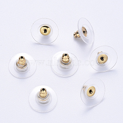 304 Stainless Steel Bullet Clutch Earring Backs, with Silicone Pads, Earring Nuts, Golden, 11.5x11.5x7mm, Hole: 1.2mm(STAS-S113-003G)